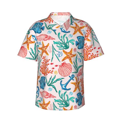 Hawaiian Shirt for Men - Sea Creatures Casual Summer Beach Shirts Mens ...
