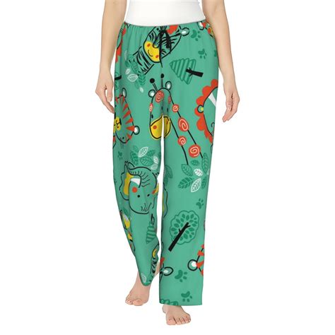 Kll Womens Funny Animals In Jungle Print Pajama Pants Soft Pajama ...