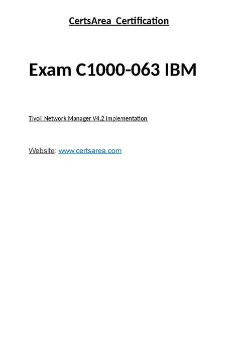 Exam C1000-063 IBM Tivoli Network Manager V4.2 Implementation - Exam ...