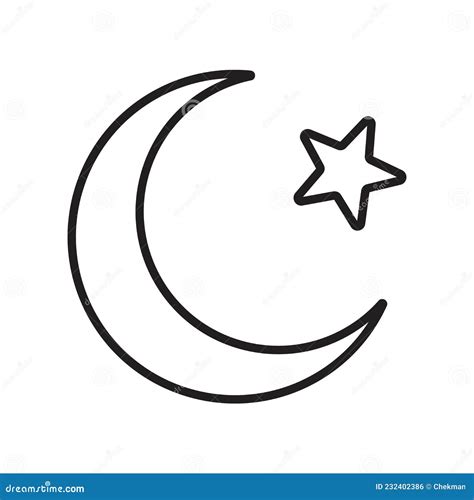 Crescent Moon with Star Icon. Religious Symbol of Islam Stock Vector ...