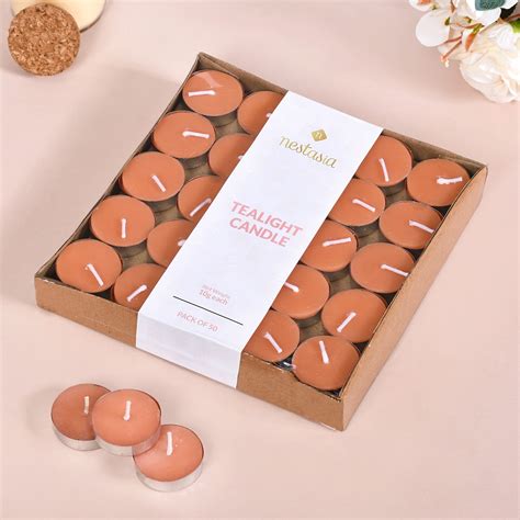 Blush Peach Festive Tealight Candles Set Of 50 Online - Premium Candle ...