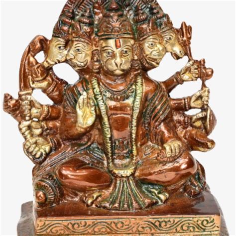 Brass Panchmukhi Hanuman (H 6.5 Inches, Weight 1.6 Kg) - Punam Metalcrafts