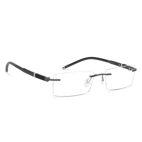 Shop online for Gunmetal Grey Rimless Rectangle Solid Air Fusion 002-C2 ...