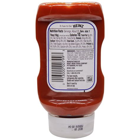 Heinz Ketchup Nutrition Label Canada at Carolann Ness blog
