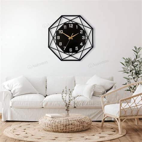Hexagon Stylish Metal Wall Clock – auromin.in