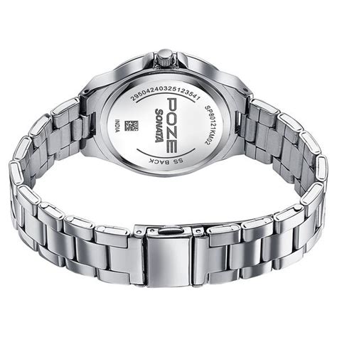 Buy Online Sonata Poze Quartz Analog Grey Dial Silver Colour Stainless ...