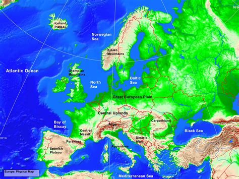 Explore Europe Physical Map