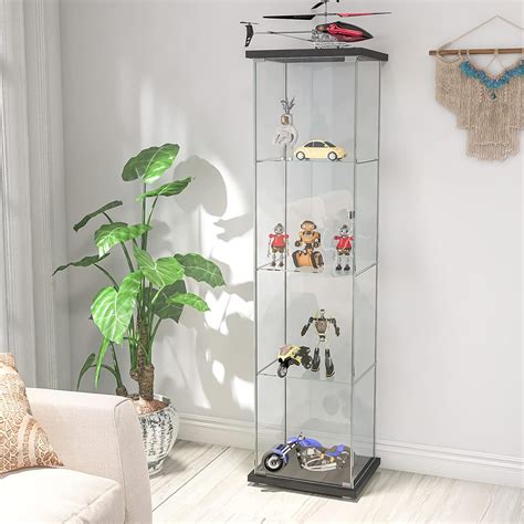 Goujxcy Glass Display Cabinet - 4 Shelves Showcase India | Ubuy