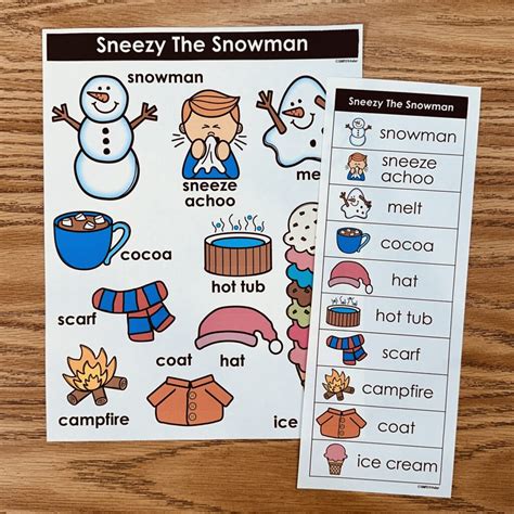 Sneezy The Snowman Vocabulary - Simply Kinder + Printable Membership