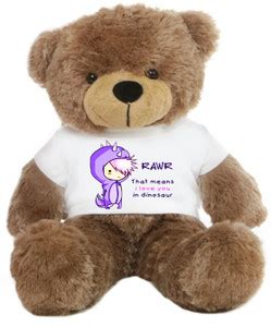 Grab A Deal Big Teddy Bear wearing a Purple RAWR I Love You T-shirt ...
