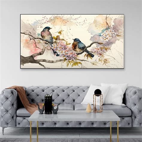 DEKORSTATION Colorful Birds on Stick Blooming Tree with Flower Floating ...