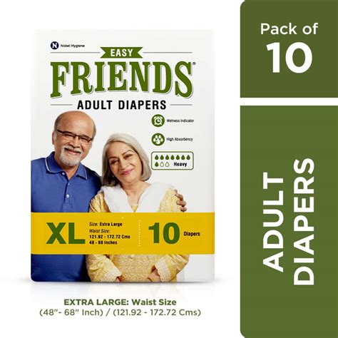 Buy FRIENDS EASY ADULT DIAPERS TAPE STYLE HIGH ABSORBENCY CORE 10 COUNT ...