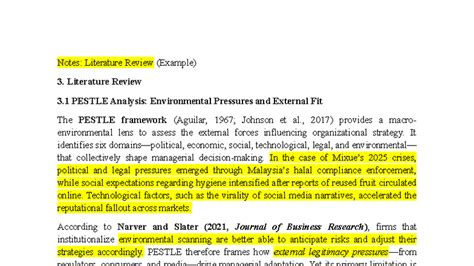 Literature Review and Analysis: PESTLE, SWOT, and Systems Theory ...