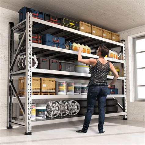KINGBO 78"W Garage Shelving 4400LBS Heavy Duty Garage Shelving Units ...