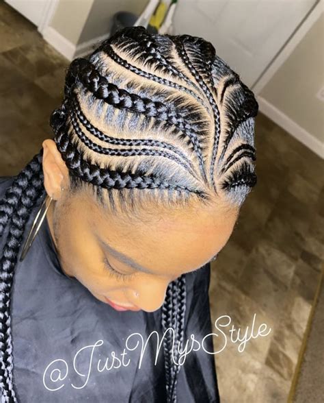 Feed in braids with designs | Feed in braids hairstyles, Quick braided ...