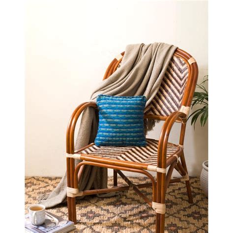 Buy Fabindia Indigo Cotton Woven Cushion Cover (16x16 inches) Online