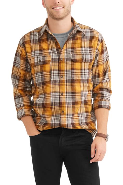 GEORGE - George Men's and Big & Tall Long Sleeve Flannel Shirt, up to ...
