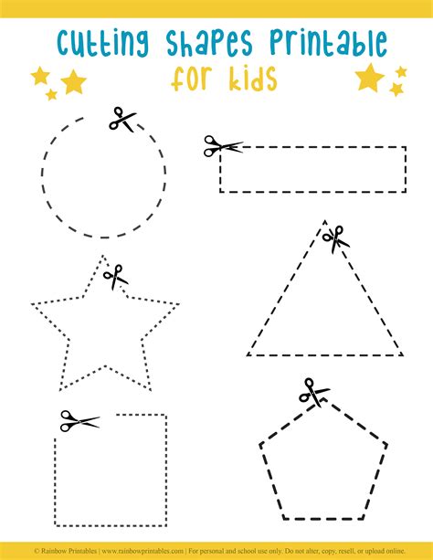 Cutting Worksheet Printable For Kids Scissor Fine Motor Skills Shapes ...