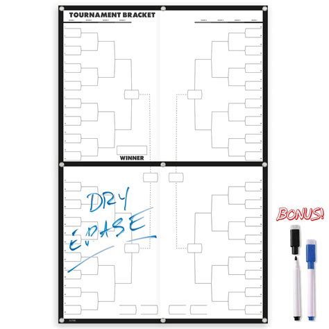 Reusable March Madness Bracket Poster - 64 Player Dry Erase Board ...