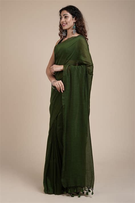 Teejh Kaira Sap Green Mulmul Saree