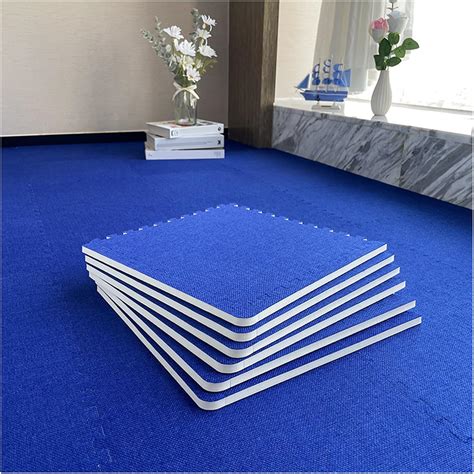Foam Mat Floor Tiles Set - Interlocking Foam Padding with Linen Fabric ...