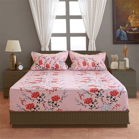 Buy SWAYAM Ananda Cotton 210TC Floral Print 3Pcs Super King Bedsheet ...