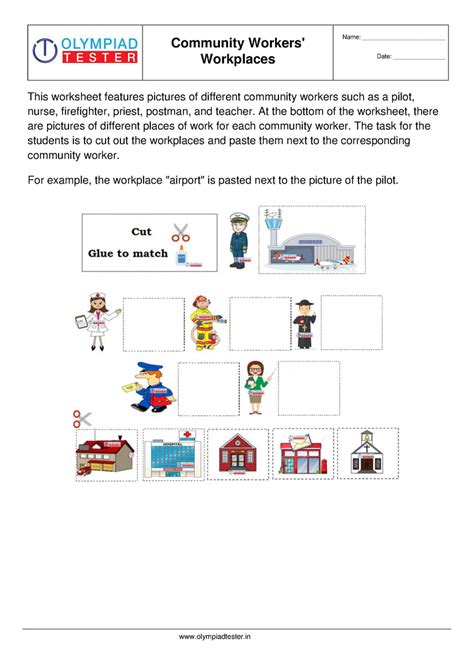 LKG Worksheet - Workplaces of community workers | Olympiad tester