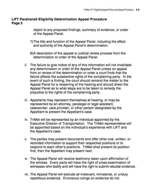 Appendix E - TriMet LIFT Eligibility Appeal Policy and Appeal Procedure ...