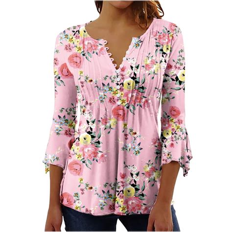 Susanny Tunic Blouses for Women Clearance Floral Flowy Ladies Casual ...