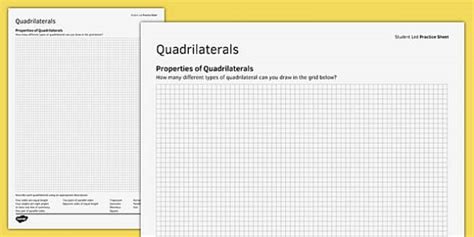 Properties of Quadrilaterals: Student-Led Practice Sheets
