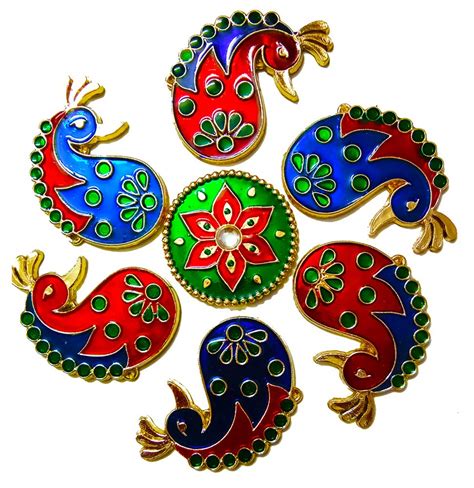 DMS RETAIL Multicolor Decorative Handcrafted Stone Studded Metal Peaco ...