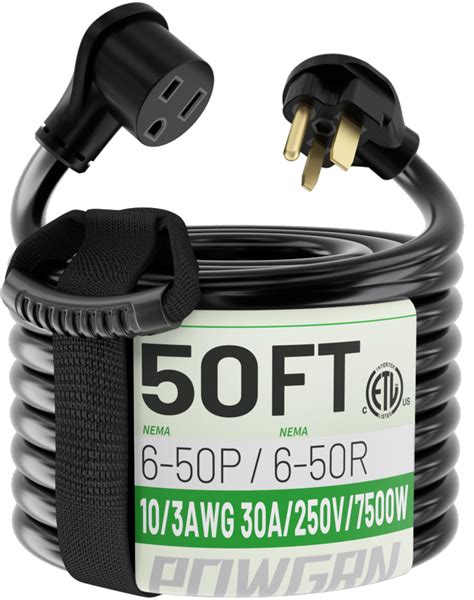 Amazon.com: POWGRN 30 AMP 50ft Welder Extension Cord Outdoor 10 Gauge ...