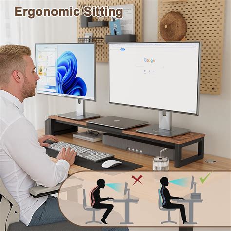 LAND·VOI Dual Monitor Stand Riser,41.5'' Long India | Ubuy