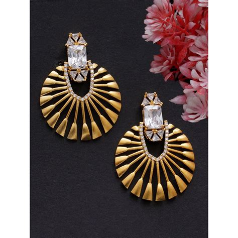 Buy Karatcart Gold Plated Ad Studded Floral Stud Earrings for Women Online