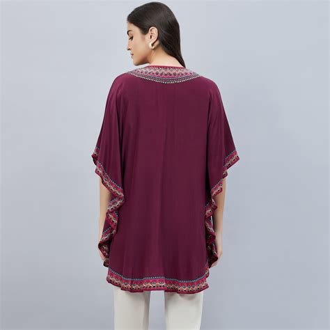 Wine Silk Embellished Tunic – First Resort by Ramola Bachchan