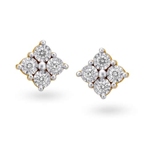 Sparkling Gold and Diamond Stud Earrings