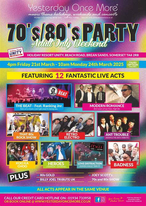 70s/80s PARTY ADULT ONLY WEEKEND 2025, Holiday Resort Unity, Burnham-on ...