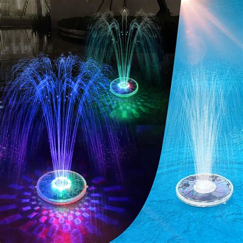 FineBud Solar Pool Fountain with Underwater Lights,6 Lighting Modes ...