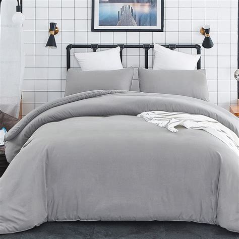 Buy Luxlovery Silver Grey Comforter Set Queen Light Grey Bedding ...