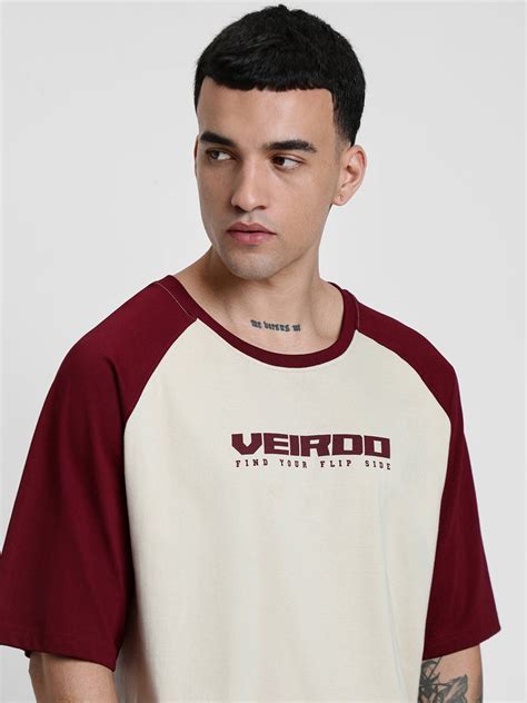 Swanwhite-Maroon Raglan Oversized Typography Printed Tshirt – Veirdo
