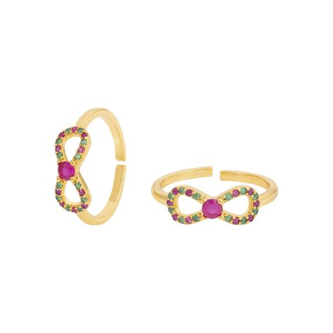 American Diamond Coloured Gems Bows Toe Rings – VOYLLA