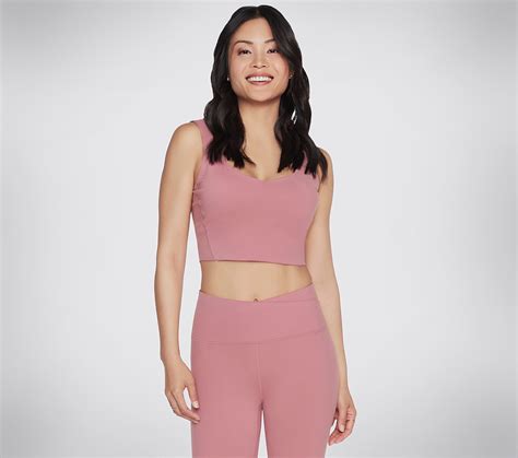 Skechers Gosculpt Scalloped Long Line | Mauve Long Sports Bra | India