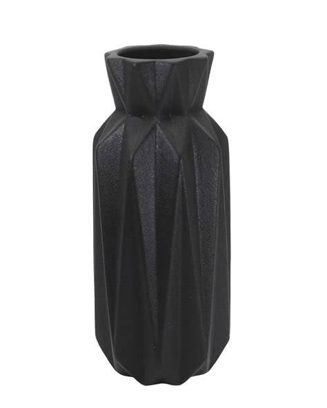 Buy Gemseek 8 Inch Black Ceramic Flower Vase, Small Table Vase for ...