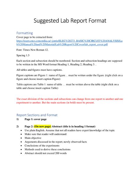 Image result for Basic Lab Report Format