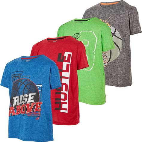 Boys Active Athletic T-Shirts - Big Kids Sports Apparel, Graphic Top 4 ...