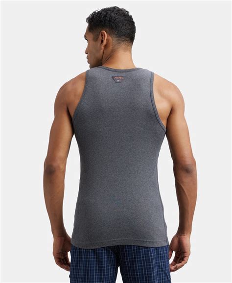 Buy Super Combed Cotton Rib Round Neck Sleeveless Vest - Charcoal ...