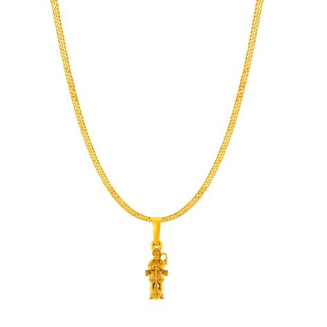 Akhsat Sapphire 22KT Gold Plated God Hanuman Chain Pendant (Pendant wi ...