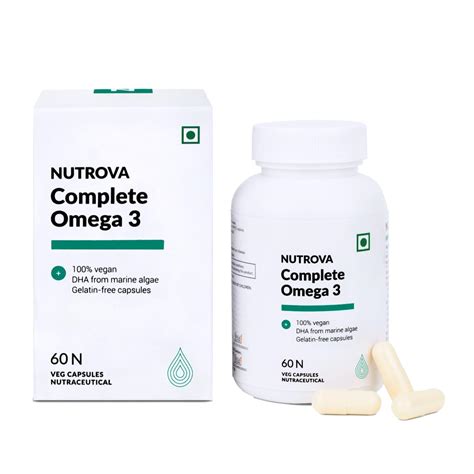 NUTROVA Complete Omega 3 Vegan and Gelatin-Free 60 capsules with Marine ...