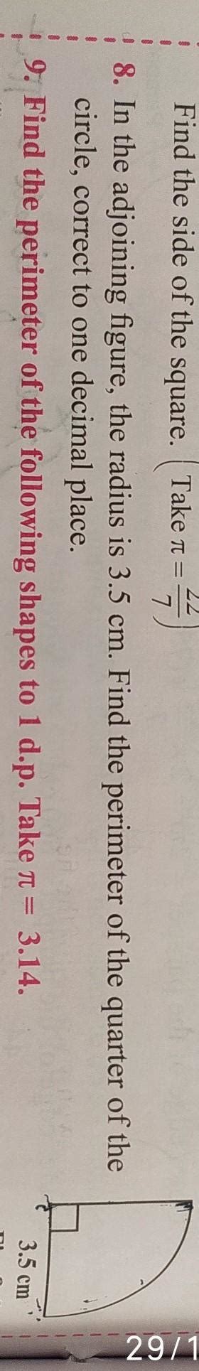 in the adjoining figure the radius is 3.5 cm find the perimeter of the ...