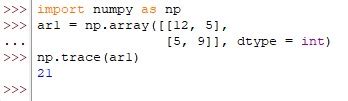 Image result for Trace of a Matrix Python-Numpy